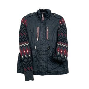 SAM EDELMAN L3C01481 SWEATER KNIT SLEEVE JACKET WOMEN Size SMALL in BLACK